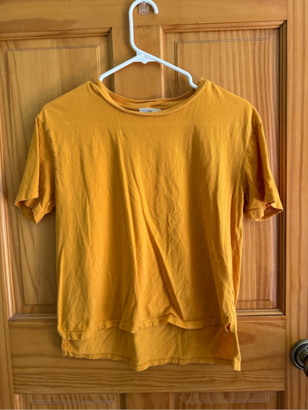 t.la 100% cotton mustard cropped t shirt size XS